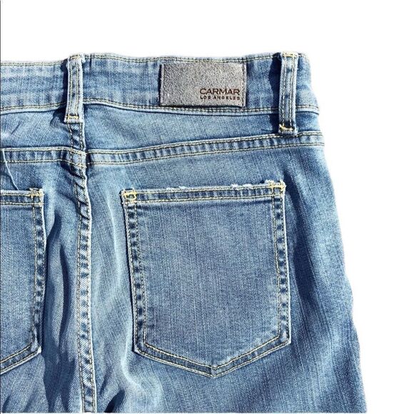 NWT CARMAR “Dion” Skinny Mid-Rise Light Wash Jeans W/ Claps Embellishment - Picture 4 of 6